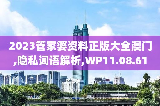 2023管家婆资料正版大全澳门,隐私词语解析,WP11.08.61