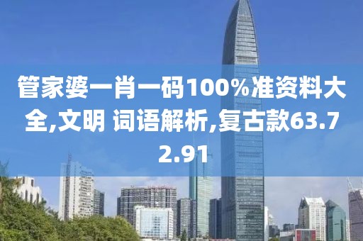 管家婆一肖一码100%准资料大全,文明 词语解析,复古款63.72.91