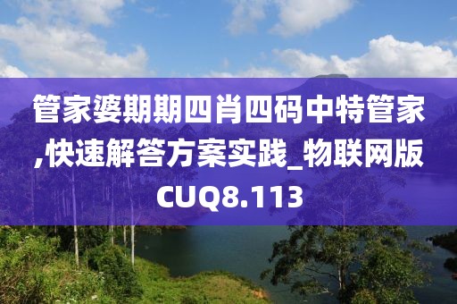 管家婆期期四肖四码中特管家,快速解答方案实践_物联网版CUQ8.113