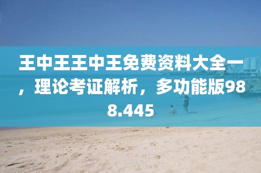 王中王王中王免费资料大全一，理论考证解析，多功能版988.445