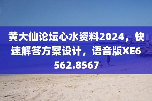 黄大仙论坛心水资料2024，快速解答方案设计，语音版XE6562.8567