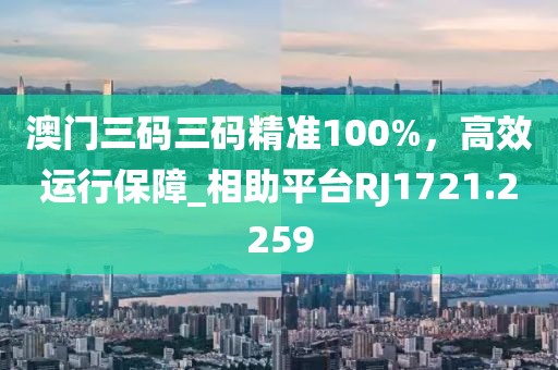 澳门三码三码精准100%，高效运行保障_相助平台RJ1721.2259