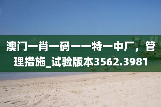 澳门一肖一码一一特一中厂，管理措施_试验版本3562.3981