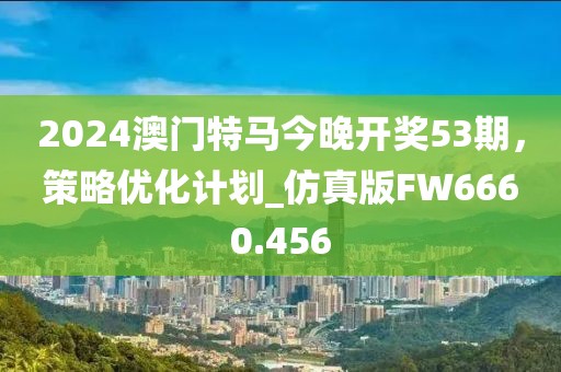 2024澳门特马今晚开奖53期，策略优化计划_仿真版FW6660.456