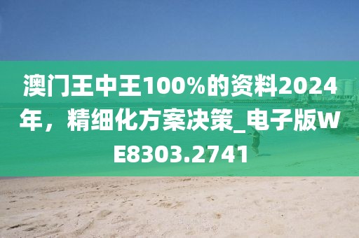 澳门王中王100%的资料2024年，精细化方案决策_电子版WE8303.2741